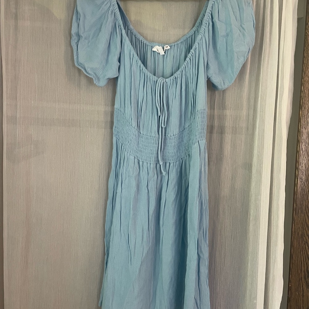 Missguided+ Light Blue Milk maid Dress with Puff Sleeves